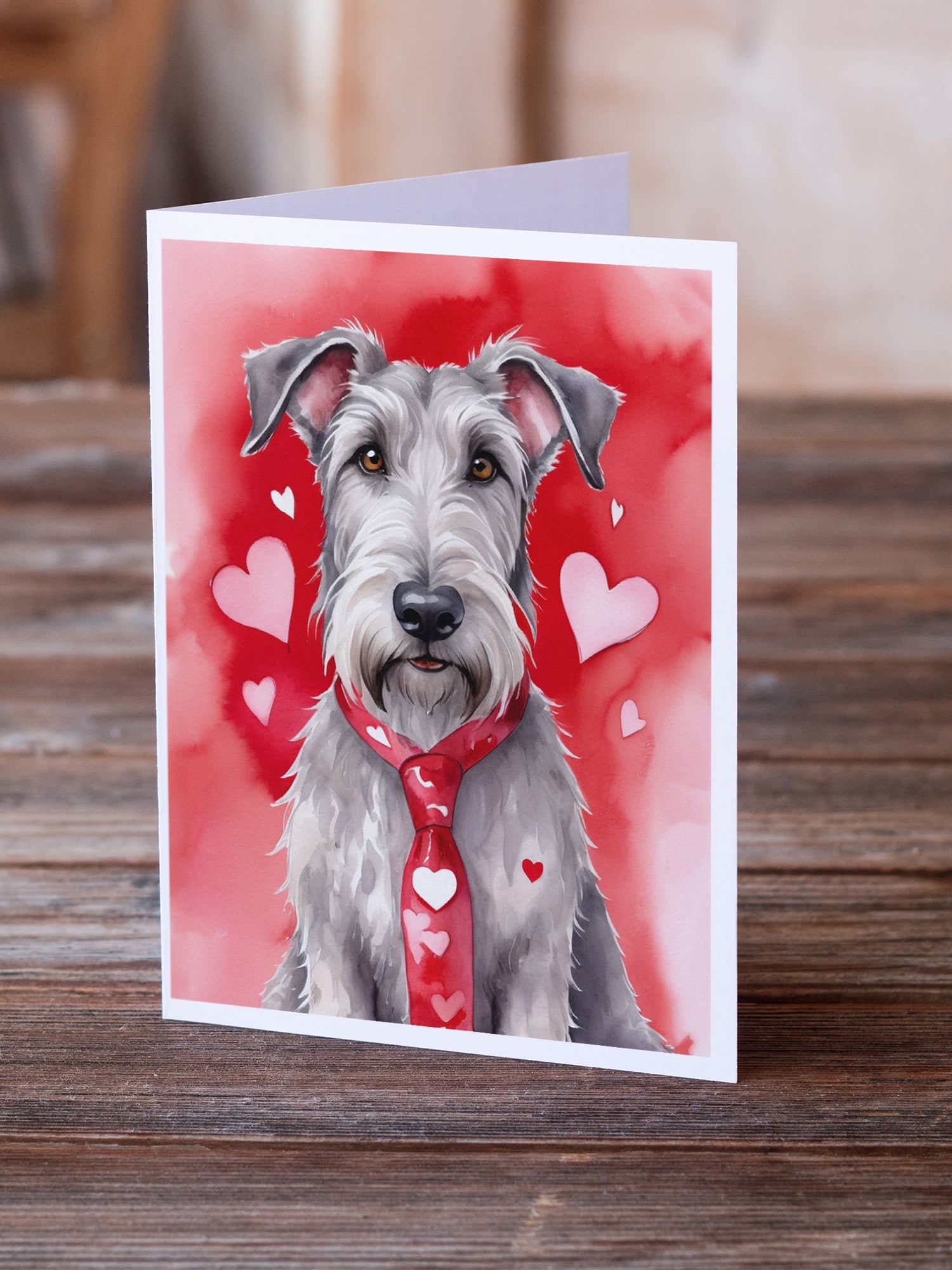 Irish Wolfhound My Valentine Greeting Cards Pack of 8 Blank Cards with Envelopes Whimsical A7 Size 5x7