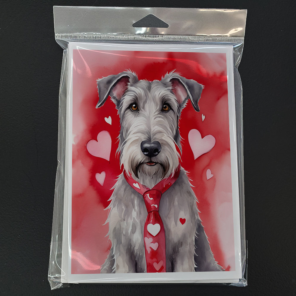 Irish Wolfhound My Valentine Greeting Cards Pack of 8 Blank Cards with Envelopes Whimsical A7 Size 5x7