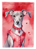 Italian Greyhound My Valentine House Flag 28x40 Porch Sleeve Pole Decorative Outside Yard Banner Artwork Wall Hanging, Polyester