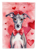 Italian Greyhound My Valentine House Flag 28x40 Porch Sleeve Pole Decorative Outside Yard Banner Artwork Wall Hanging, Polyester