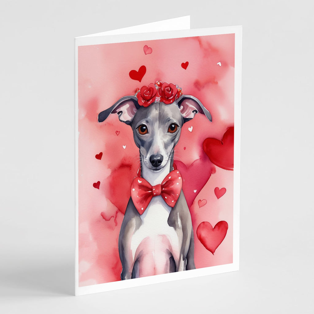 Italian Greyhound My Valentine Greeting Cards Pack of 8 Blank Cards with Envelopes Whimsical A7 Size 5x7