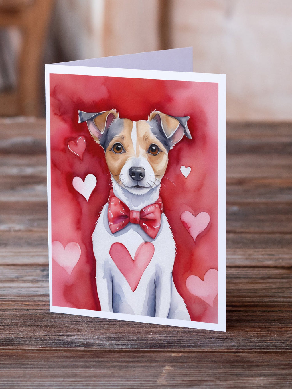 Jack Russell Terrier My Valentine Greeting Cards Pack of 8 Blank Cards with Envelopes Whimsical A7 Size 5x7