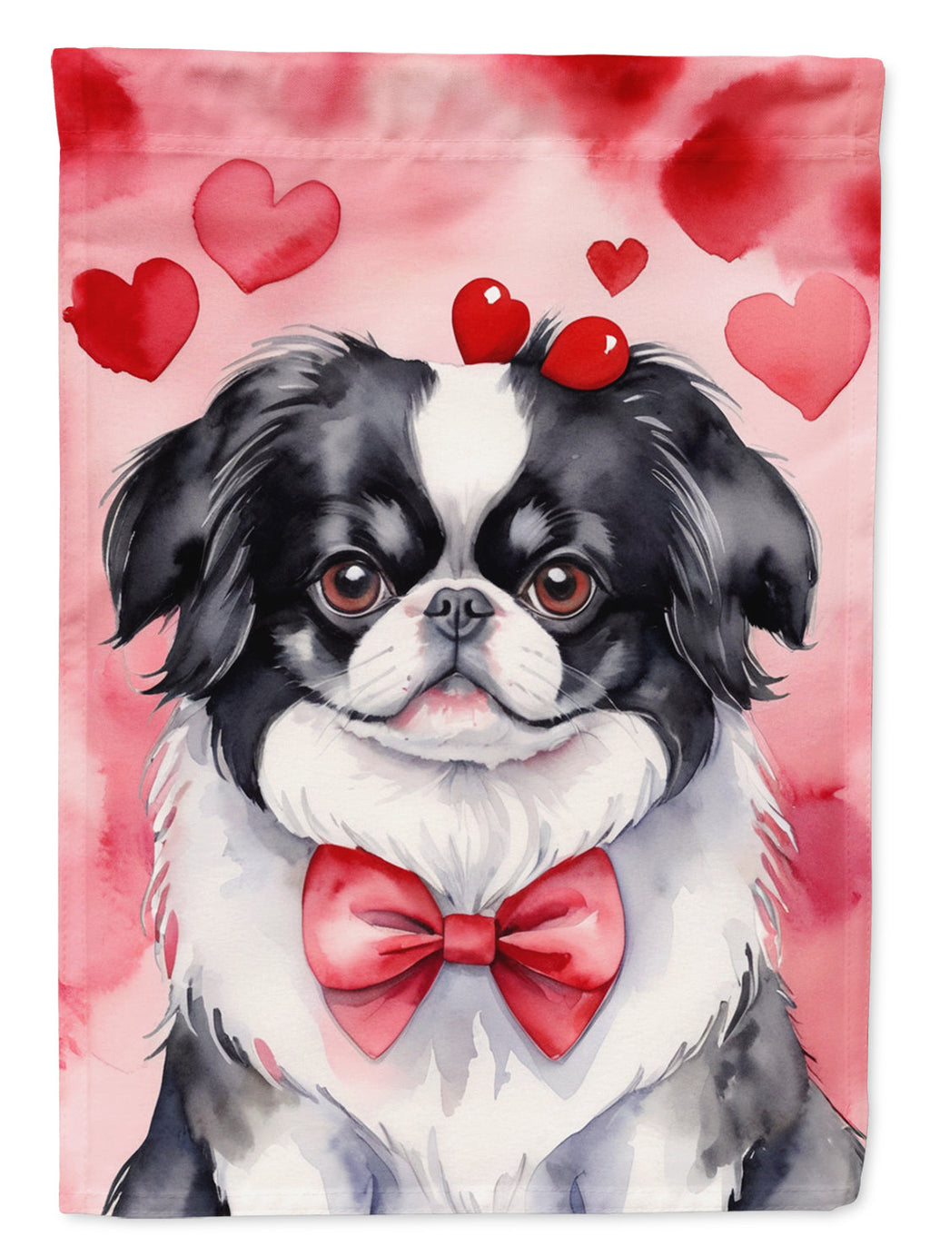 Japanese Chin My Valentine House Flag 28x40 Porch Sleeve Pole Decorative Outside Yard Banner Artwork Wall Hanging, Polyester