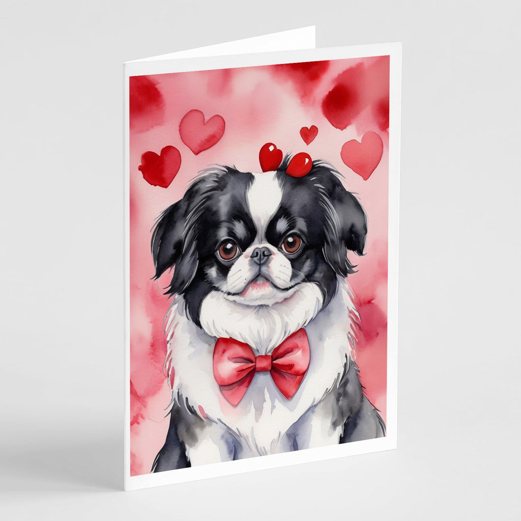 Japanese Chin My Valentine Greeting Cards Pack of 8 Blank Cards with Envelopes Whimsical A7 Size 5x7