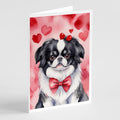 Japanese Chin My Valentine Greeting Cards Pack of 8 Blank Cards with Envelopes Whimsical A7 Size 5x7