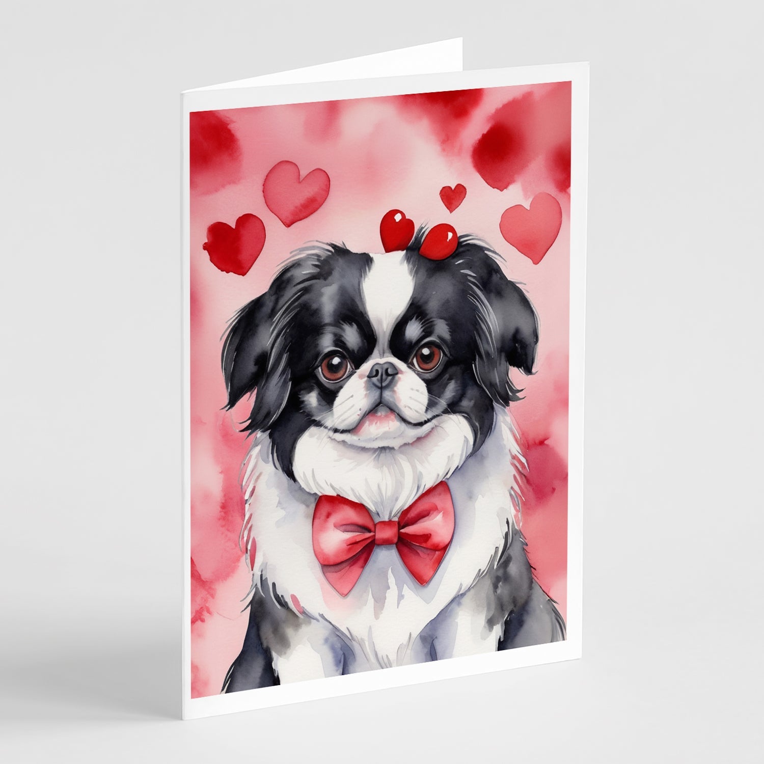 Japanese Chin My Valentine Greeting Cards Pack of 8 Blank Cards with Envelopes Whimsical A7 Size 5x7