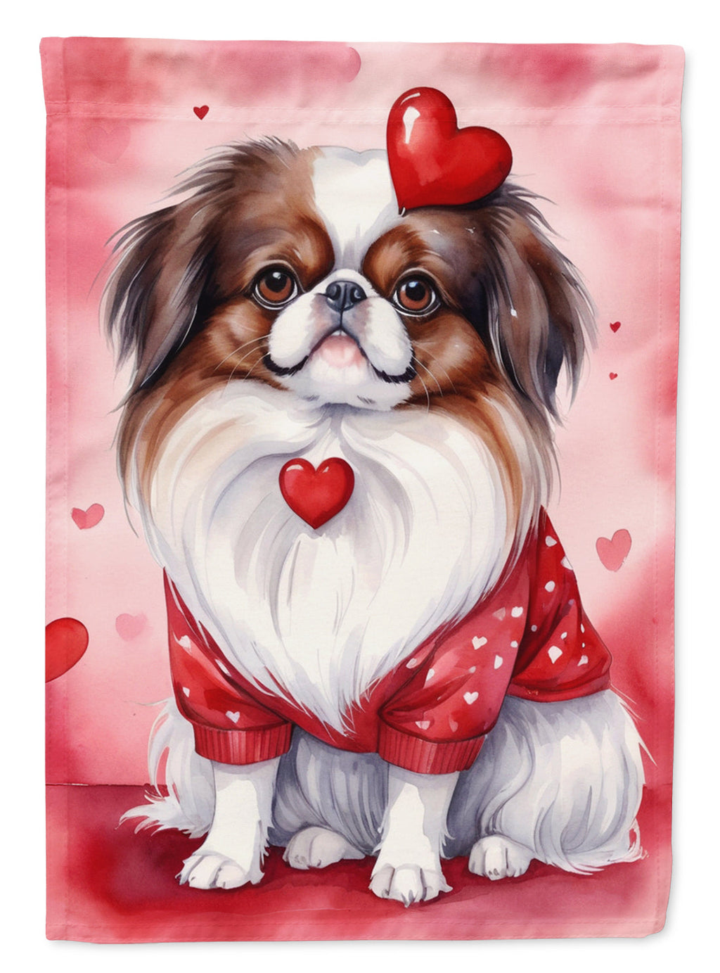 Japanese Chin My Valentine House Flag 28x40 Porch Sleeve Pole Decorative Outside Yard Banner Artwork Wall Hanging, Polyester