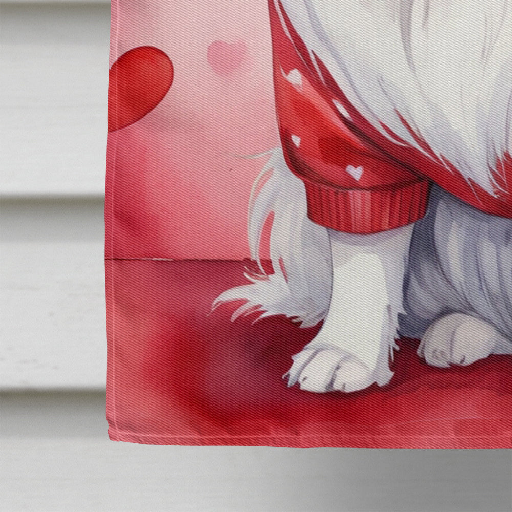 Japanese Chin My Valentine House Flag 28x40 Porch Sleeve Pole Decorative Outside Yard Banner Artwork Wall Hanging, Polyester