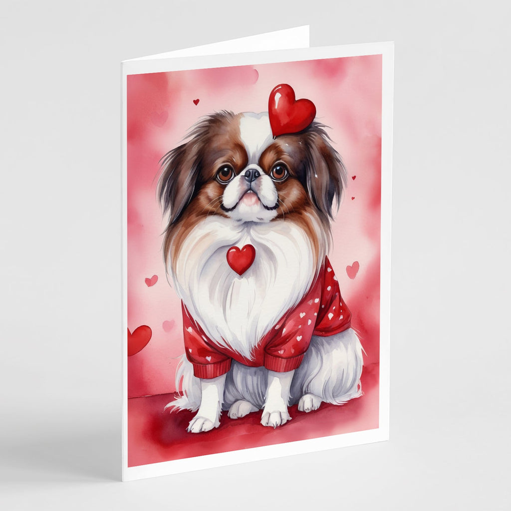 Japanese Chin My Valentine Greeting Cards Pack of 8 Blank Cards with Envelopes Whimsical A7 Size 5x7