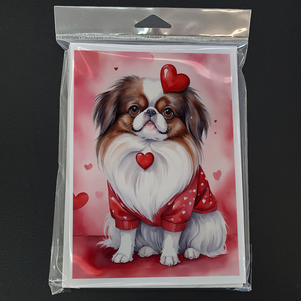 Japanese Chin My Valentine Greeting Cards Pack of 8 Blank Cards with Envelopes Whimsical A7 Size 5x7