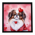 Japanese Chin My Valentine Framed Metal Print Bathroom, Kitchen, Office, Home Decor Wall Art Ready to Hang, Square, 8X8