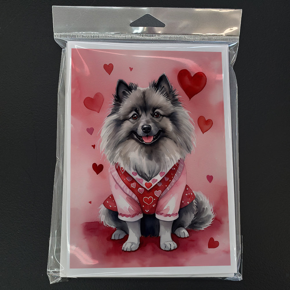 Keeshond My Valentine Greeting Cards Pack of 8 Blank Cards with Envelopes Whimsical A7 Size 5x7