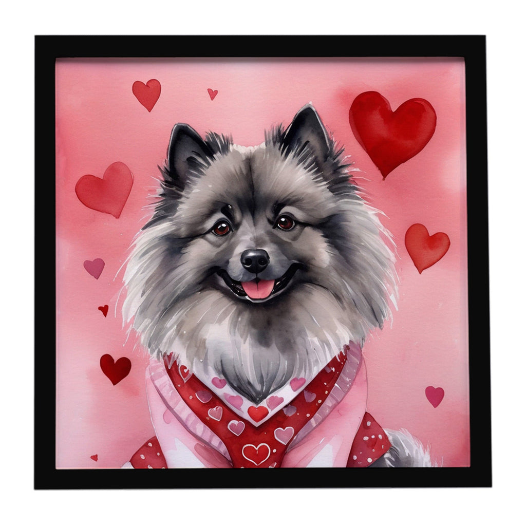 Keeshond My Valentine Framed Metal Print Bathroom, Kitchen, Office, Home Decor Wall Art Ready to Hang, Square, 8X8