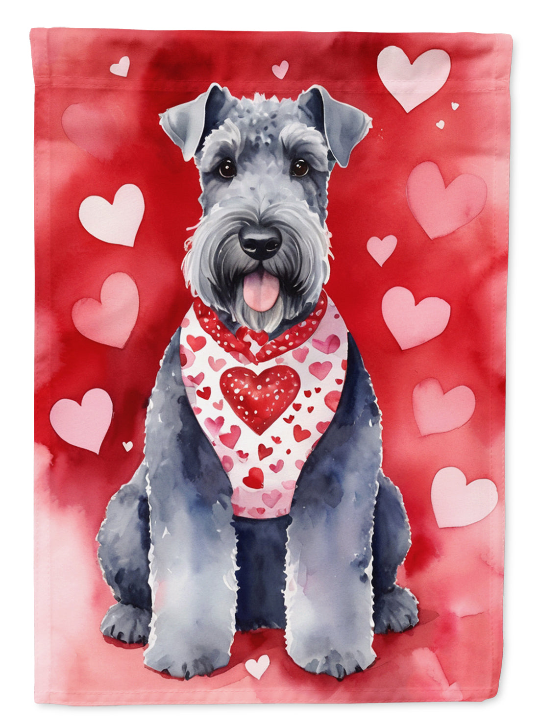Kerry Blue Terrier My Valentine House Flag 28x40 Porch Sleeve Pole Decorative Outside Yard Banner Artwork Wall Hanging, Polyester