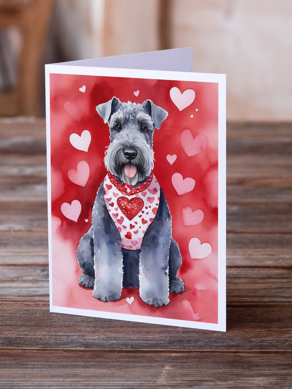 Kerry Blue Terrier My Valentine Greeting Cards Pack of 8 Blank Cards with Envelopes Whimsical A7 Size 5x7