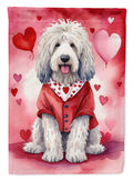 Komondor My Valentine House Flag 28x40 Porch Sleeve Pole Decorative Outside Yard Banner Artwork Wall Hanging, Polyester