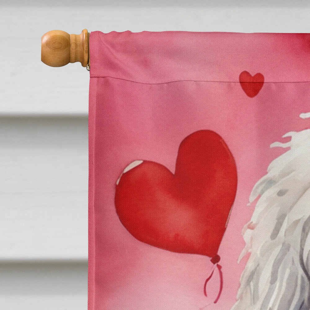 Komondor My Valentine House Flag 28x40 Porch Sleeve Pole Decorative Outside Yard Banner Artwork Wall Hanging, Polyester