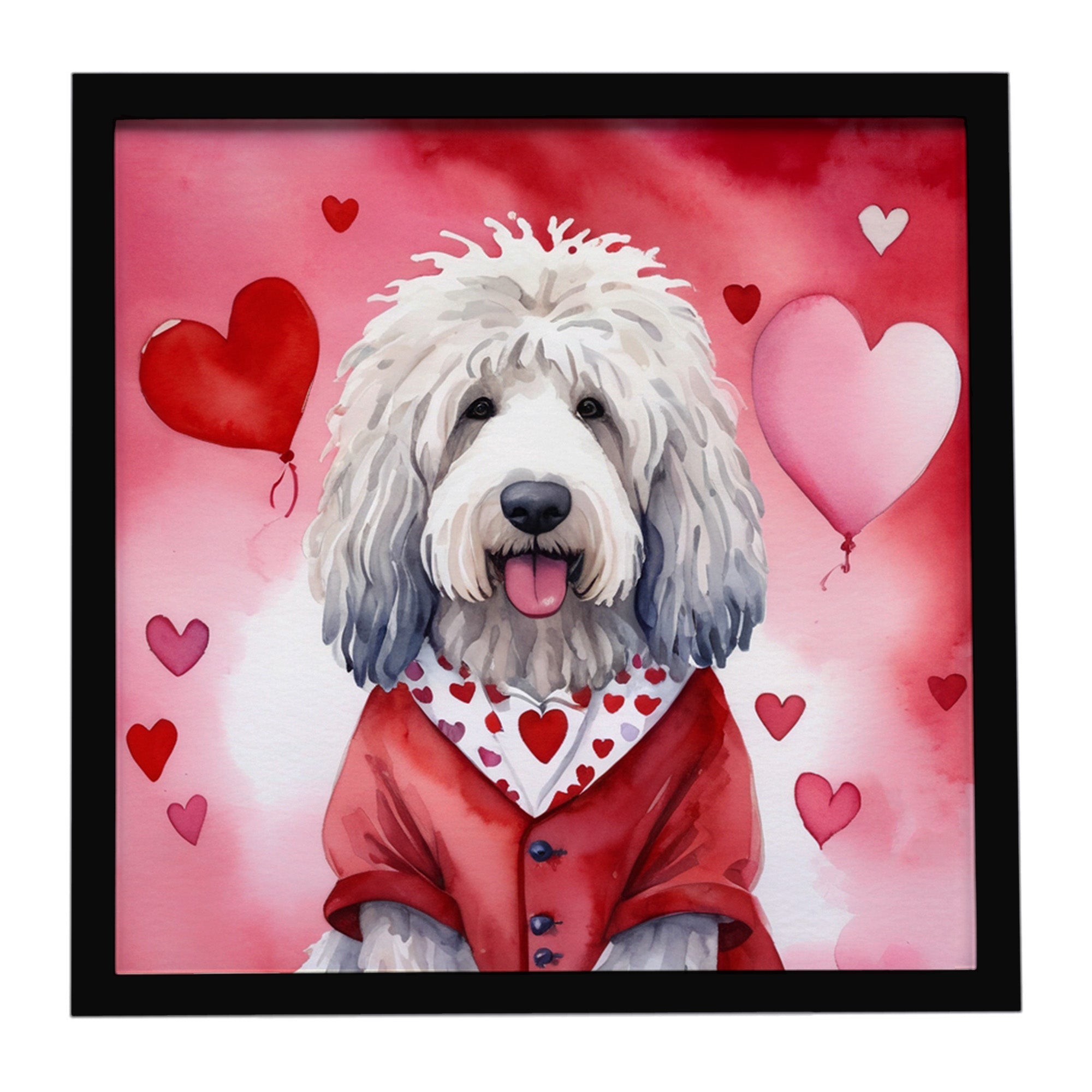 Komondor My Valentine Framed Metal Print Bathroom, Kitchen, Office, Home Decor Wall Art Ready to Hang, Square, 8X8
