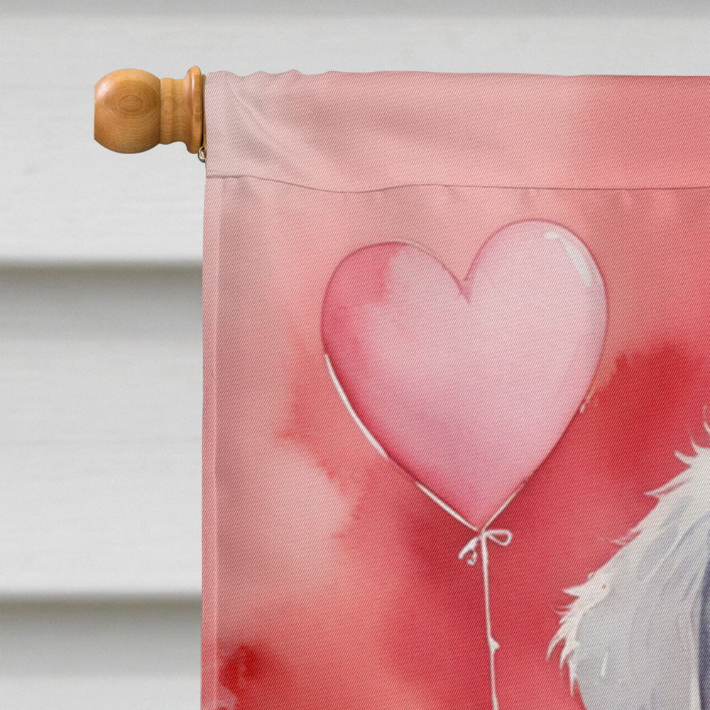 Kuvasz My Valentine House Flag 28x40 Porch Sleeve Pole Decorative Outside Yard Banner Artwork Wall Hanging, Polyester