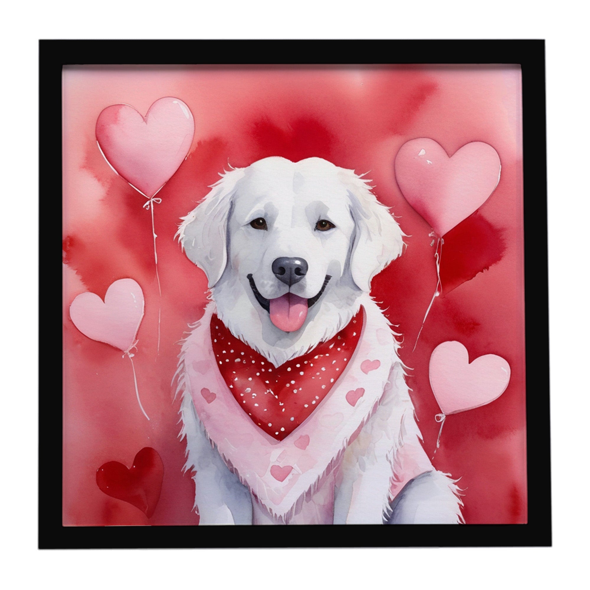 Kuvasz My Valentine Framed Metal Print Bathroom, Kitchen, Office, Home Decor Wall Art Ready to Hang, Square, 8X8