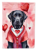 Black Labrador Retriever My Valentine House Flag 28x40 Porch Sleeve Pole Decorative Outside Yard Banner Artwork Wall Hanging, Polyester