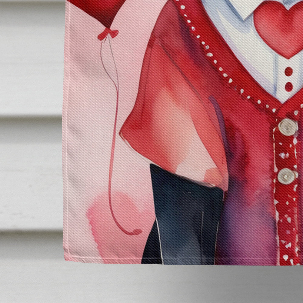 Black Labrador Retriever My Valentine House Flag 28x40 Porch Sleeve Pole Decorative Outside Yard Banner Artwork Wall Hanging, Polyester