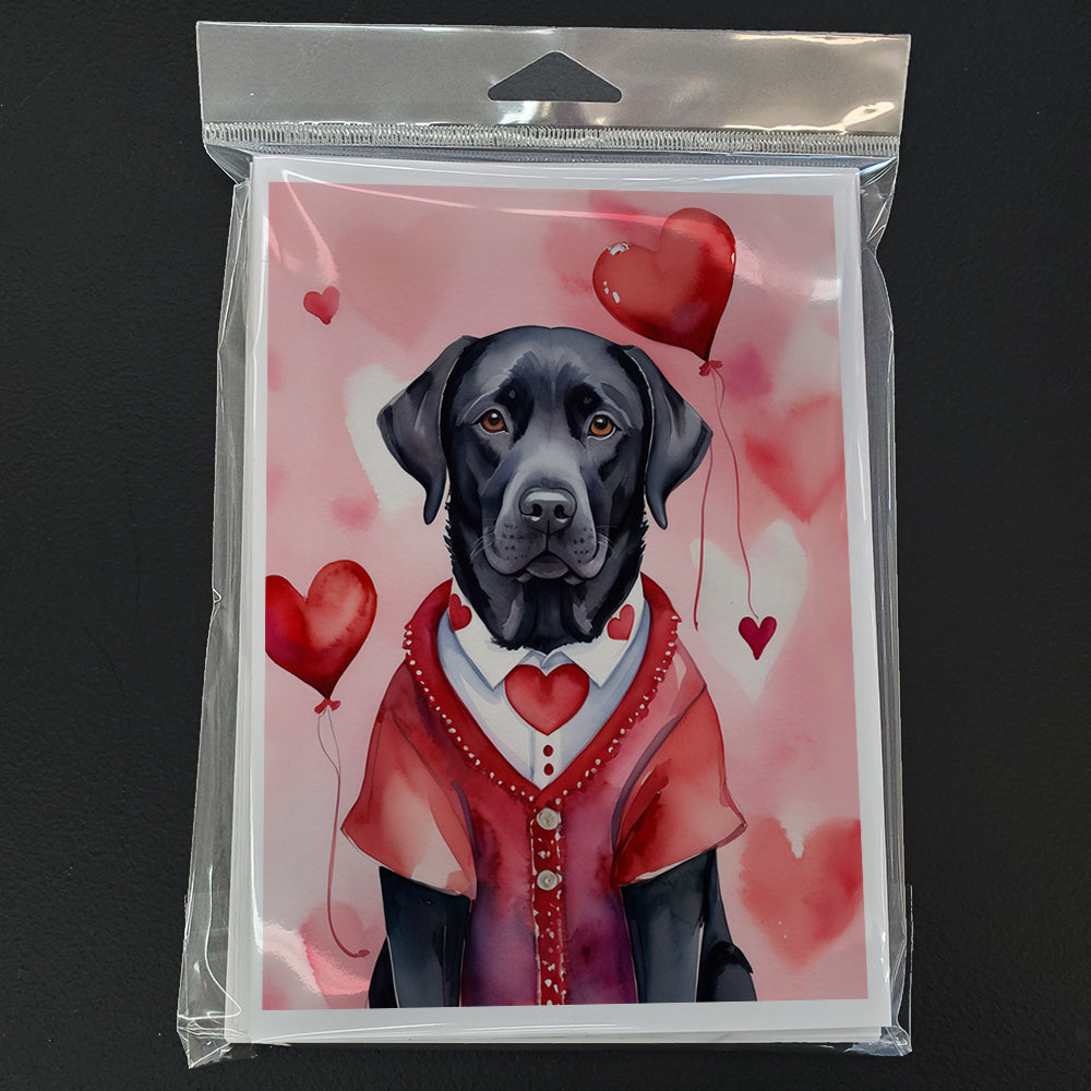 Black Labrador Retriever My Valentine Greeting Cards Pack of 8 Blank Cards with Envelopes Whimsical A7 Size 5x7