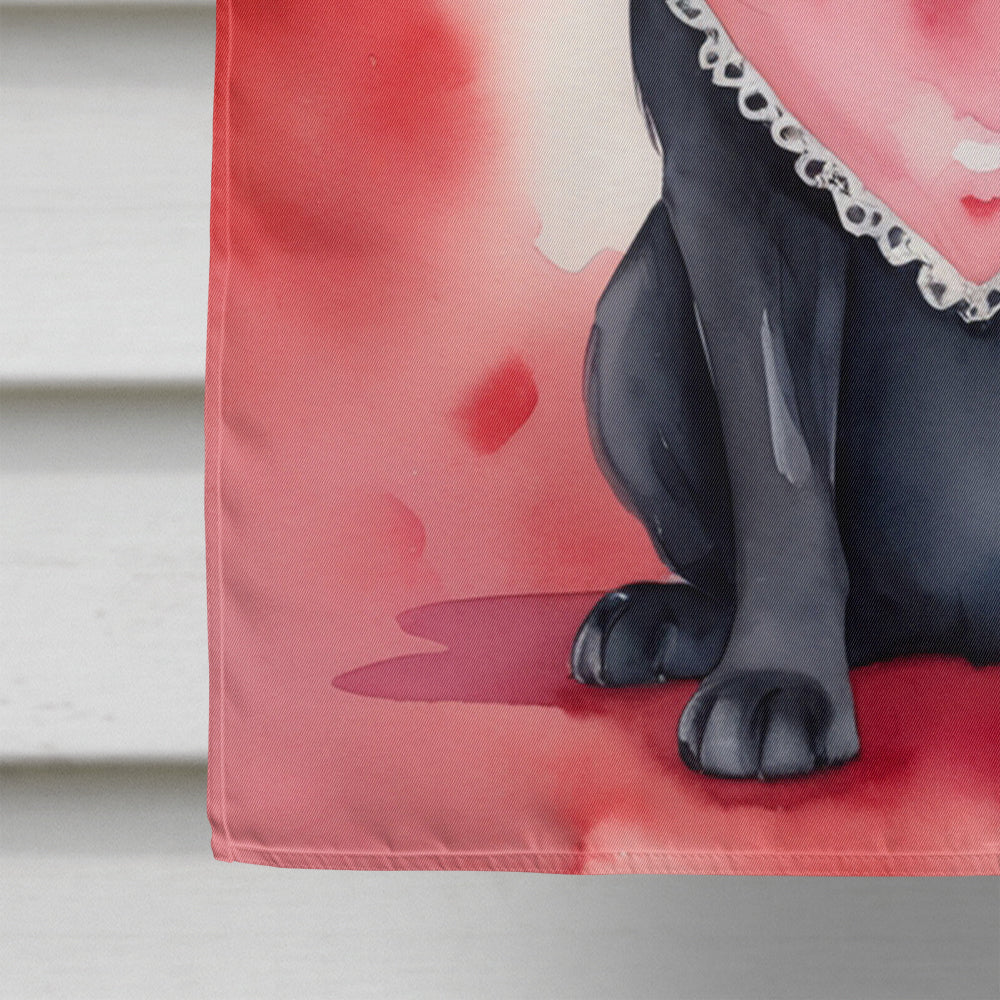 Black Labrador Retriever My Valentine House Flag 28x40 Porch Sleeve Pole Decorative Outside Yard Banner Artwork Wall Hanging, Polyester