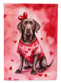 Chocolate Labrador Retriever My Valentine House Flag 28x40 Porch Sleeve Pole Decorative Outside Yard Banner Artwork Wall Hanging, Polyester