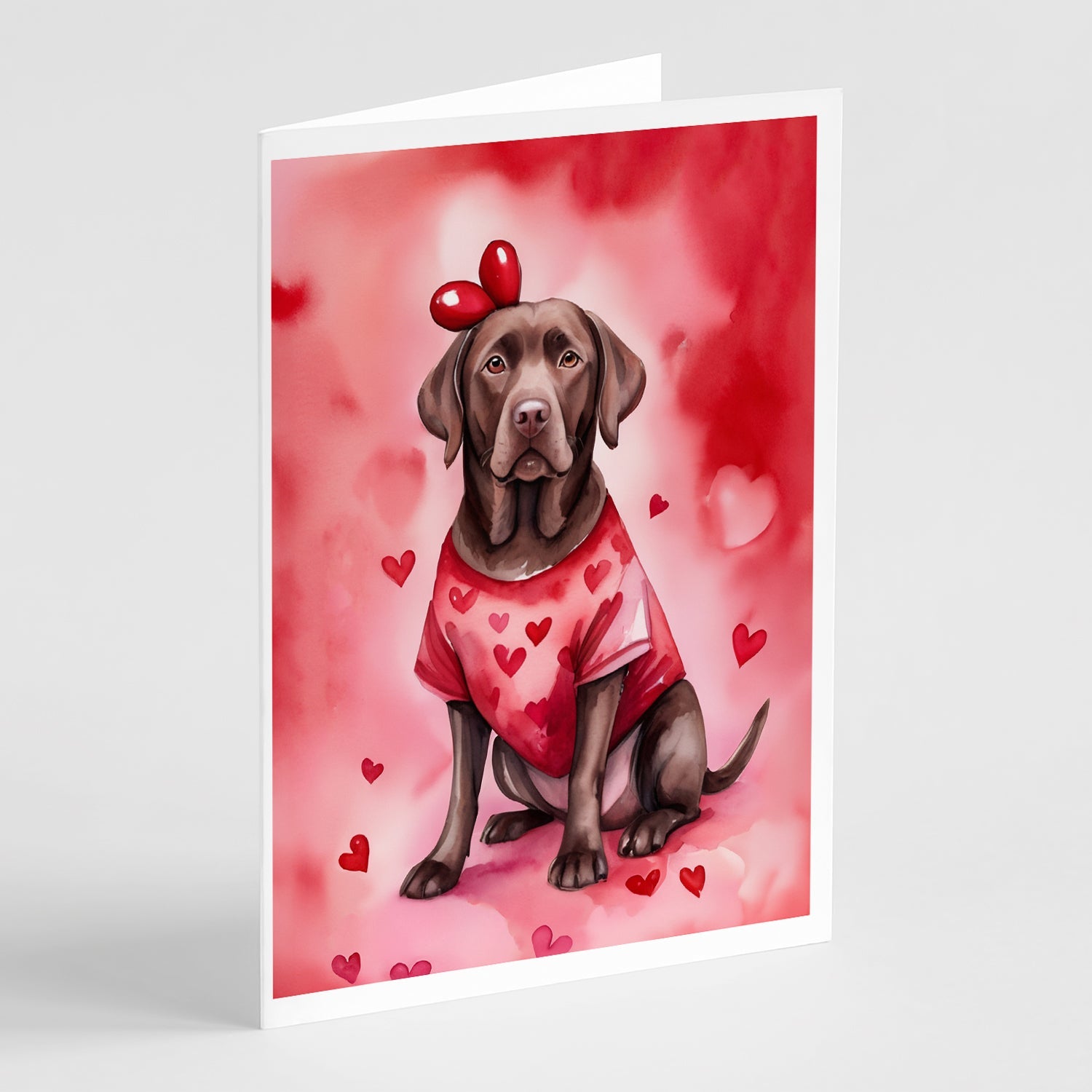 Chocolate Labrador Retriever My Valentine Greeting Cards Pack of 8 Blank Cards with Envelopes Whimsical A7 Size 5x7