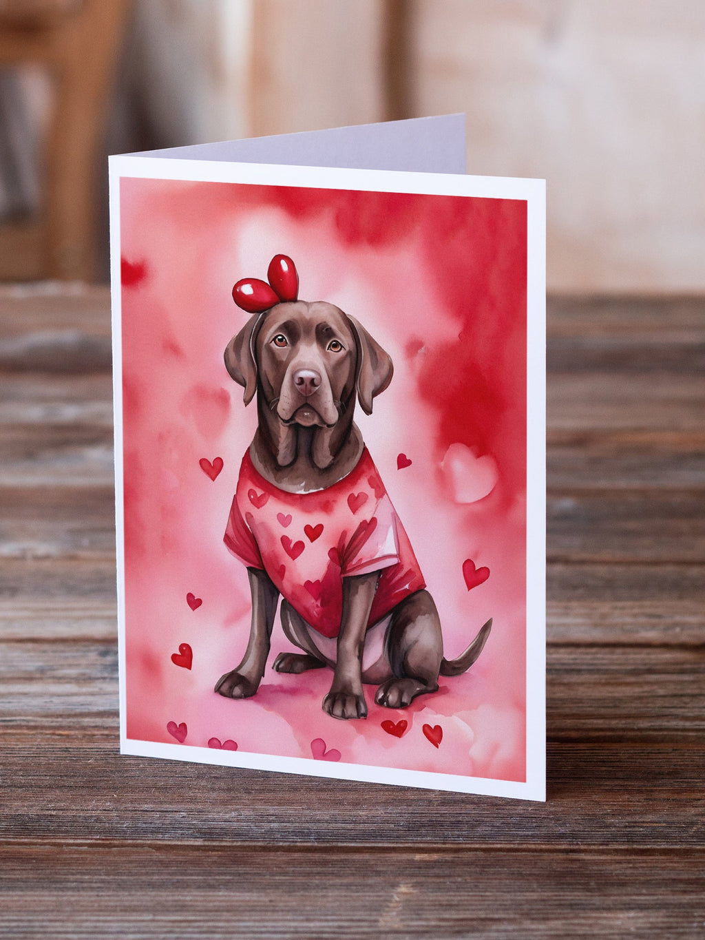 Chocolate Labrador Retriever My Valentine Greeting Cards Pack of 8 Blank Cards with Envelopes Whimsical A7 Size 5x7