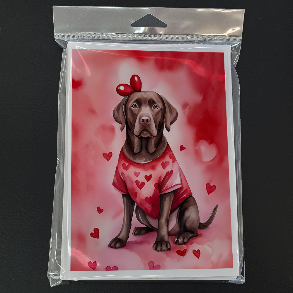 Chocolate Labrador Retriever My Valentine Greeting Cards Pack of 8 Blank Cards with Envelopes Whimsical A7 Size 5x7
