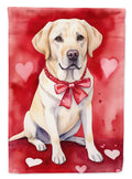 Yellow Labrador Retriever My Valentine House Flag 28x40 Porch Sleeve Pole Decorative Outside Yard Banner Artwork Wall Hanging, Polyester