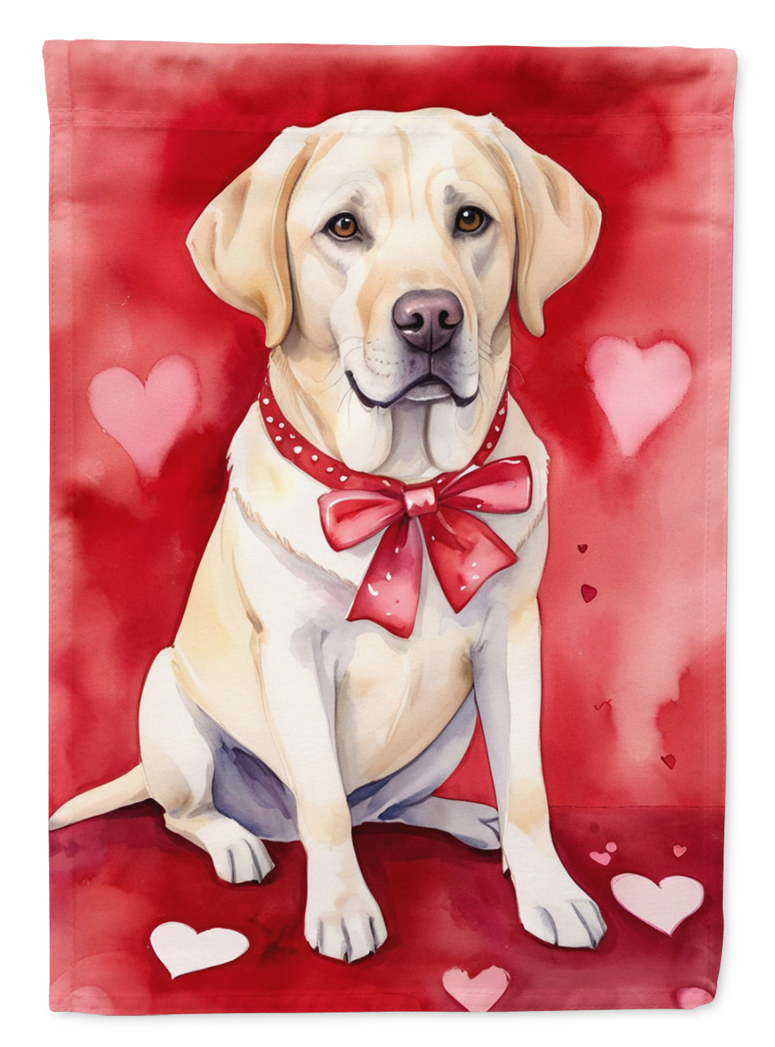 Yellow Labrador Retriever My Valentine House Flag 28x40 Porch Sleeve Pole Decorative Outside Yard Banner Artwork Wall Hanging, Polyester