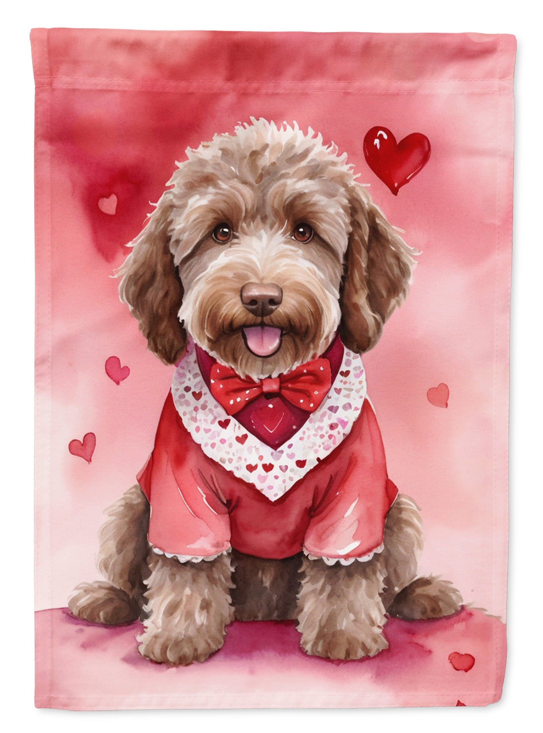 Labradoodle My Valentine House Flag 28x40 Porch Sleeve Pole Decorative Outside Yard Banner Artwork Wall Hanging, Polyester