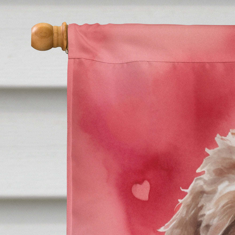 Labradoodle My Valentine House Flag 28x40 Porch Sleeve Pole Decorative Outside Yard Banner Artwork Wall Hanging, Polyester