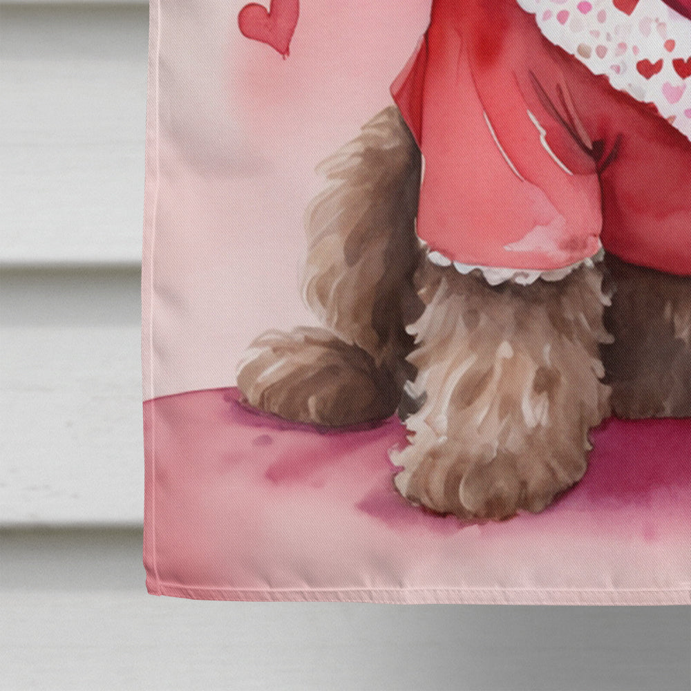 Labradoodle My Valentine House Flag 28x40 Porch Sleeve Pole Decorative Outside Yard Banner Artwork Wall Hanging, Polyester