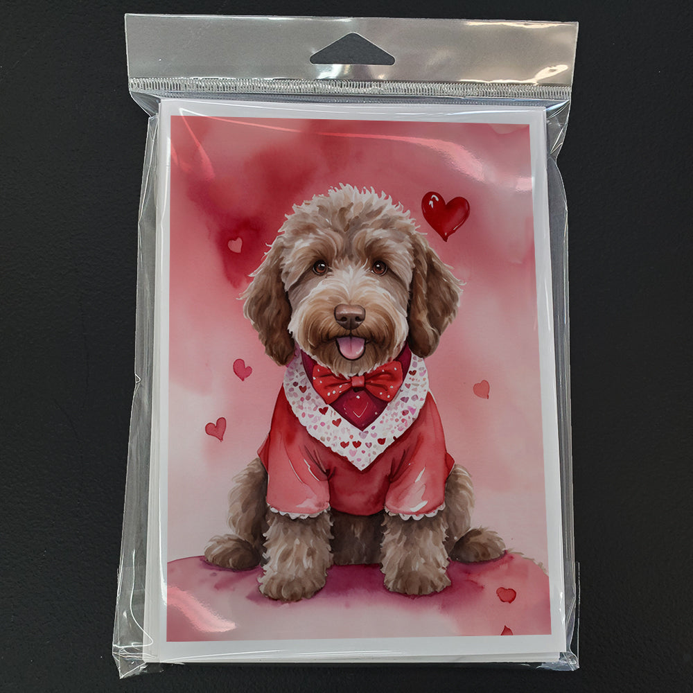 Labradoodle My Valentine Greeting Cards Pack of 8 Blank Cards with Envelopes Whimsical A7 Size 5x7