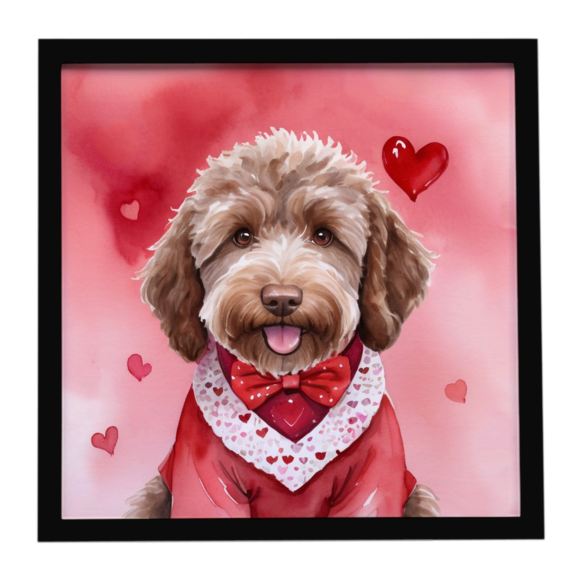 Labradoodle My Valentine Framed Metal Print Bathroom, Kitchen, Office, Home Decor Wall Art Ready to Hang, Square, 8X8