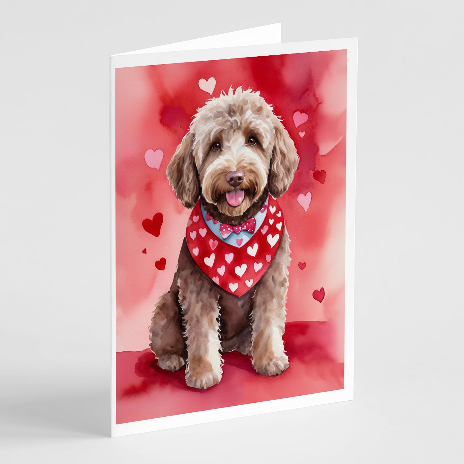Labradoodle My Valentine Greeting Cards Pack of 8 Blank Cards with Envelopes Whimsical A7 Size 5x7