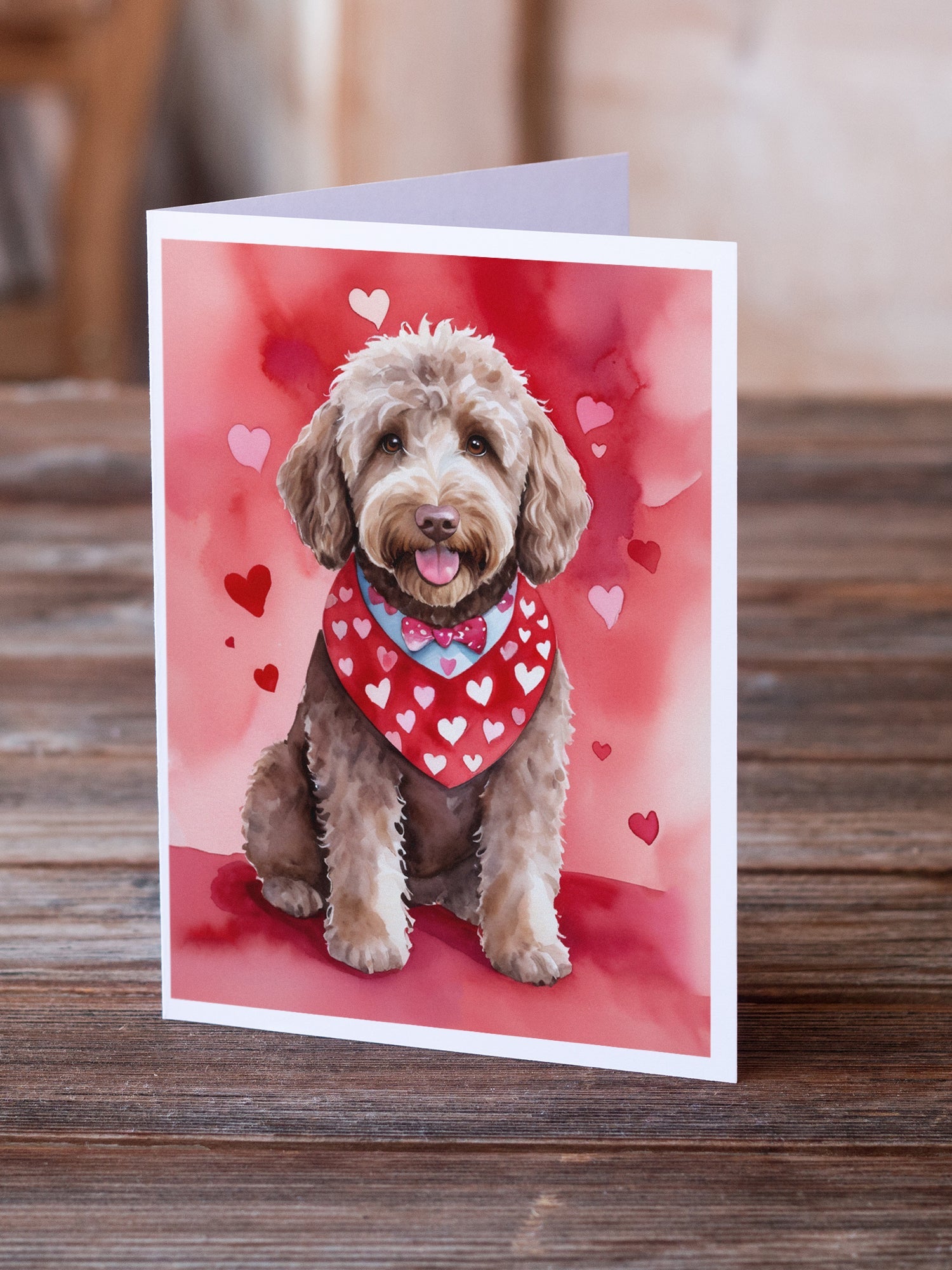 Labradoodle My Valentine Greeting Cards Pack of 8 Blank Cards with Envelopes Whimsical A7 Size 5x7