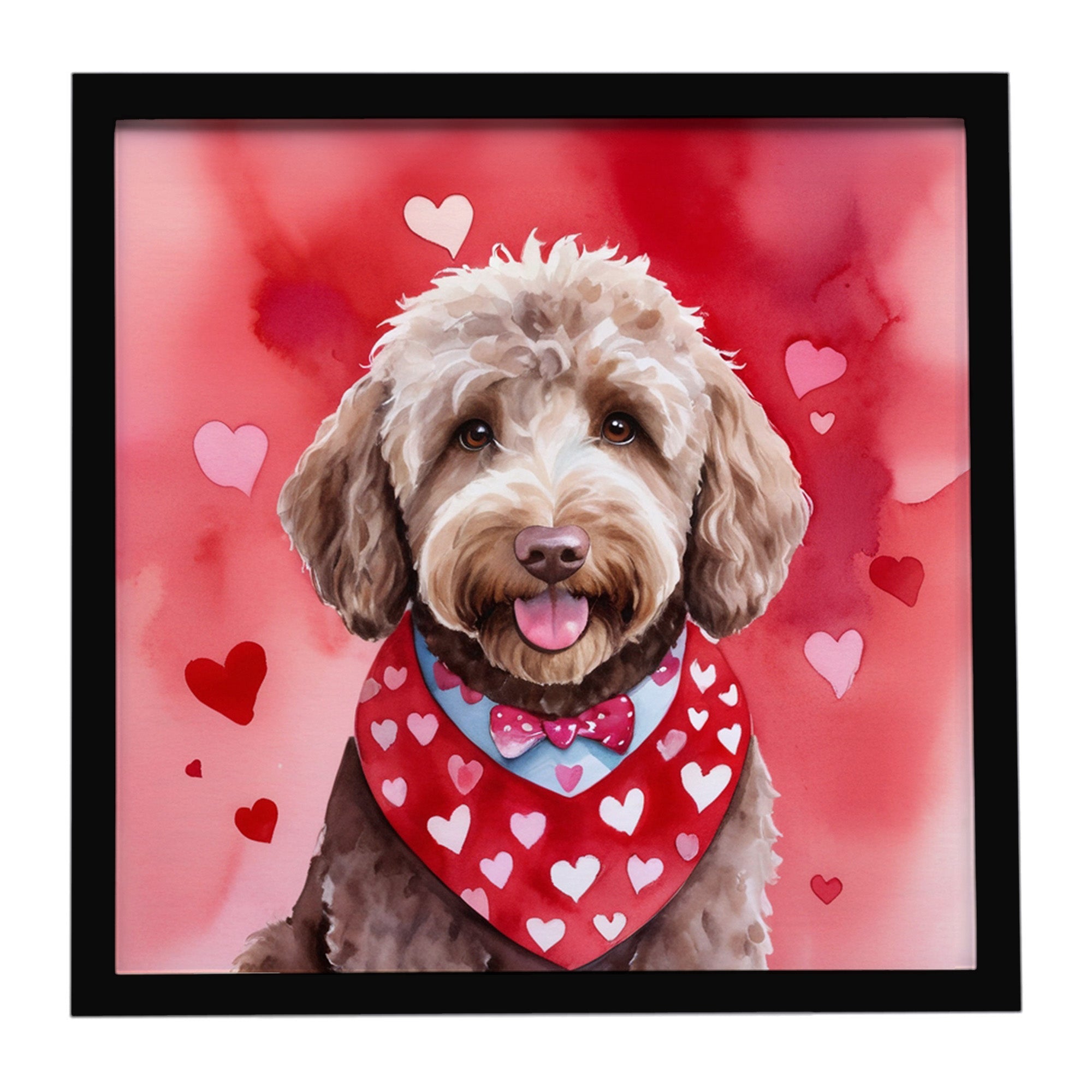 Labradoodle My Valentine Framed Metal Print Bathroom, Kitchen, Office, Home Decor Wall Art Ready to Hang, Square, 8X8
