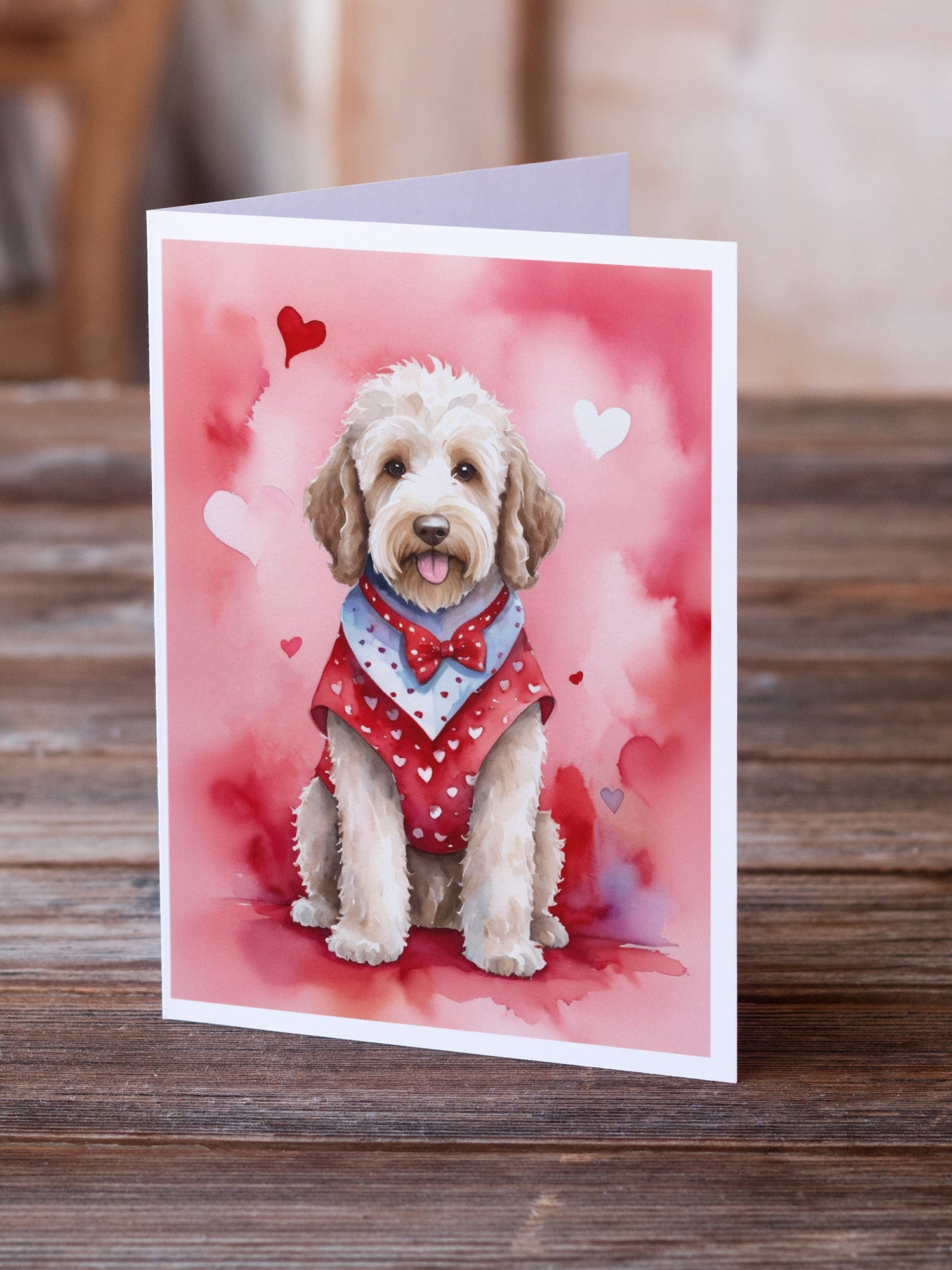 Labradoodle My Valentine Greeting Cards Pack of 8 Blank Cards with Envelopes Whimsical A7 Size 5x7