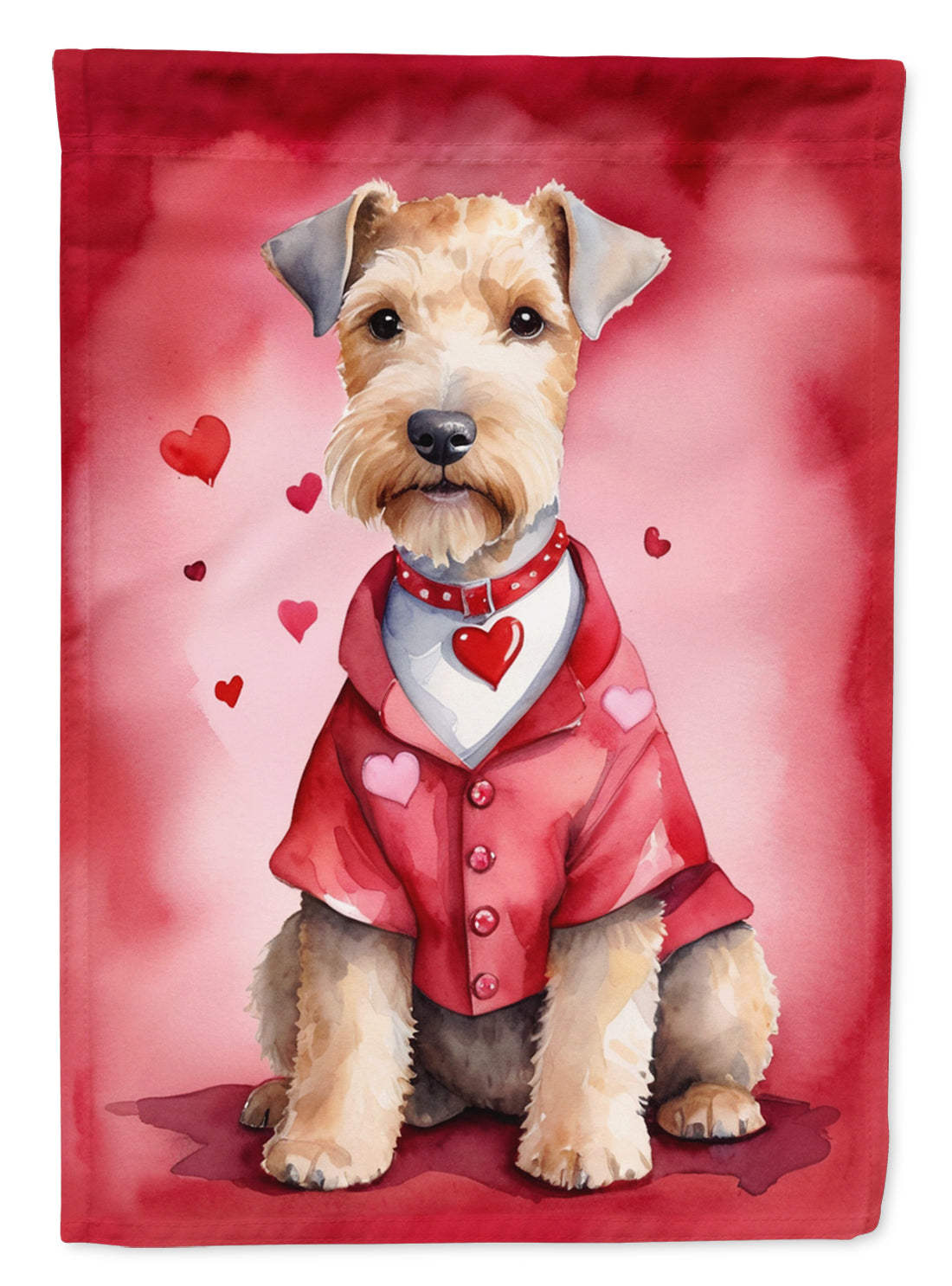 Lakeland Terrier My Valentine House Flag 28x40 Porch Sleeve Pole Decorative Outside Yard Banner Artwork Wall Hanging, Polyester