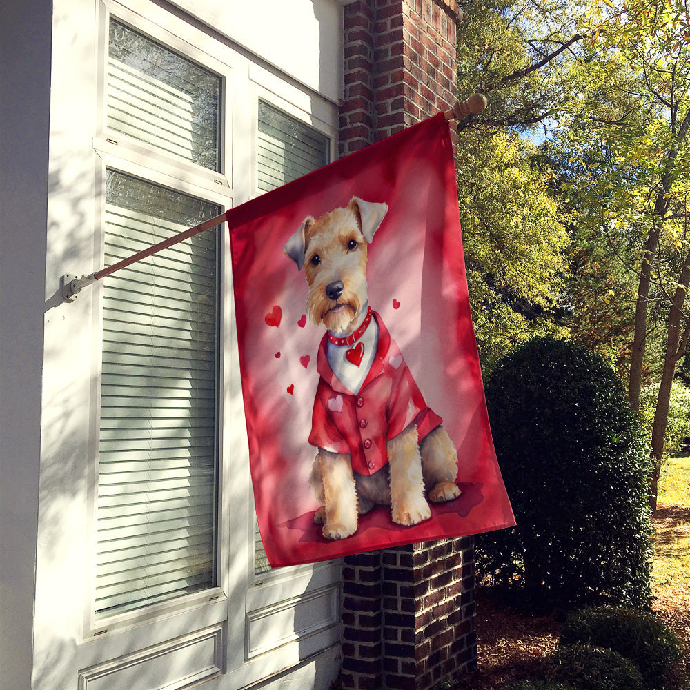 Lakeland Terrier My Valentine House Flag 28x40 Porch Sleeve Pole Decorative Outside Yard Banner Artwork Wall Hanging, Polyester