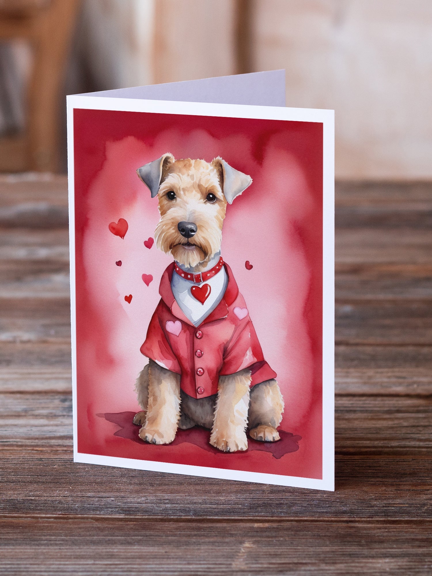 Lakeland Terrier My Valentine Greeting Cards Pack of 8 Blank Cards with Envelopes Whimsical A7 Size 5x7