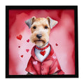 Lakeland Terrier My Valentine Framed Metal Print Bathroom, Kitchen, Office, Home Decor Wall Art Ready to Hang, Square, 8X8