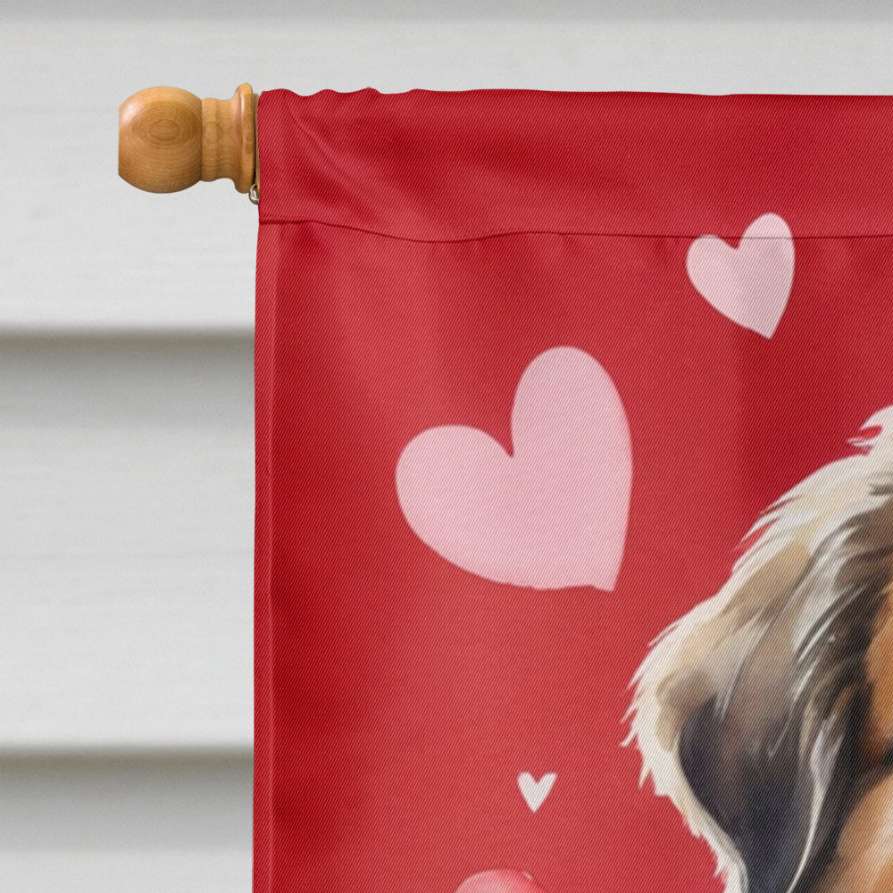 Leonberger My Valentine House Flag 28x40 Porch Sleeve Pole Decorative Outside Yard Banner Artwork Wall Hanging, Polyester