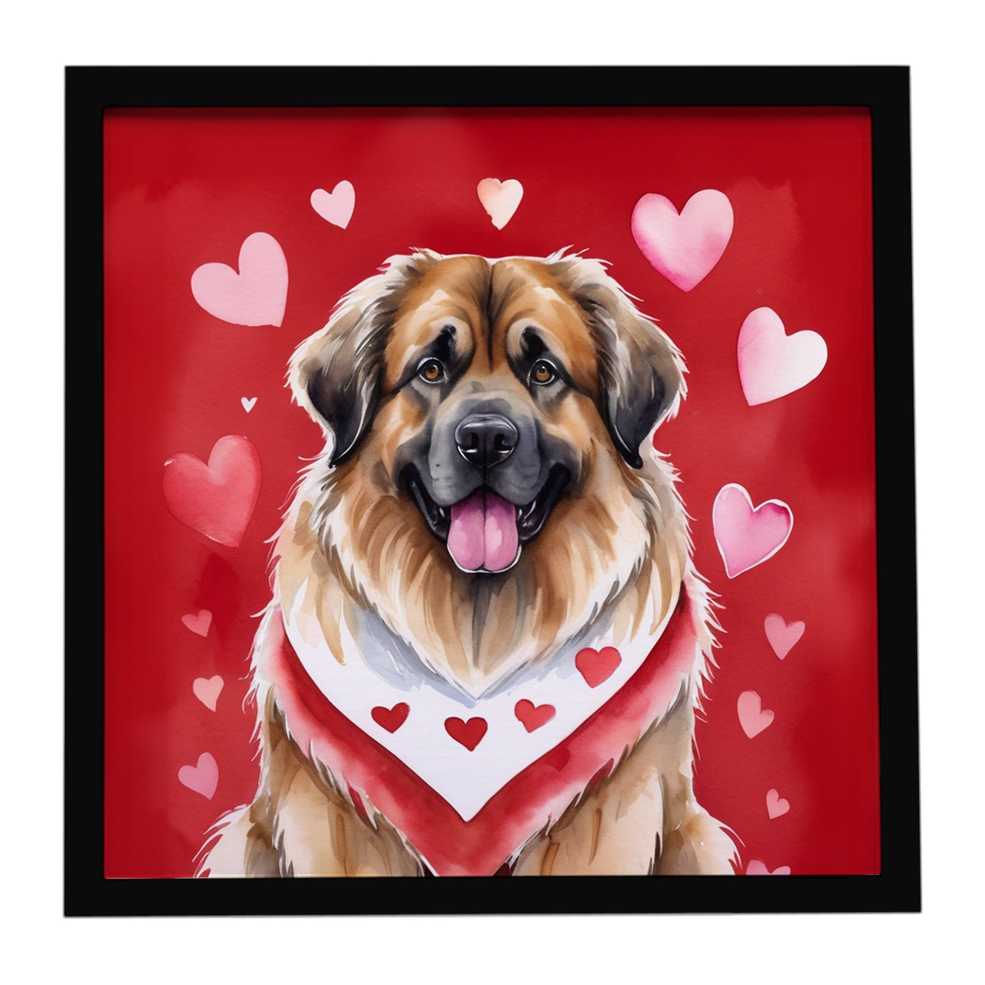 Leonberger My Valentine Framed Metal Print Bathroom, Kitchen, Office, Home Decor Wall Art Ready to Hang, Square, 8X8