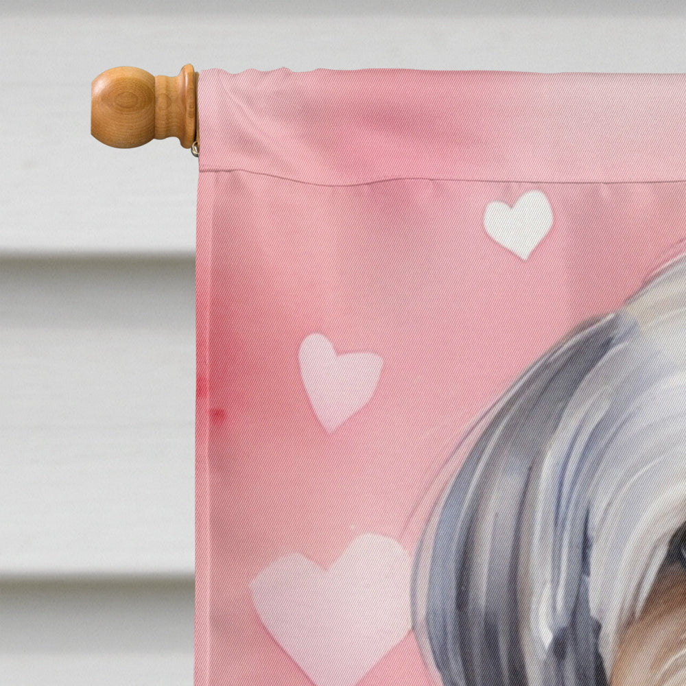 Lhasa Apso My Valentine House Flag 28x40 Porch Sleeve Pole Decorative Outside Yard Banner Artwork Wall Hanging, Polyester